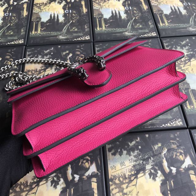 Gucci包 古馳女包 400249玫紅全皮  Gucci新款鏈條包 Gucci單肩斜挎包 Gucci酒神包  gudj1174
